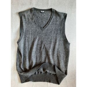 Chauder Men Large‎ Stretch V-Neck Pullover Vest Sweater Gray Wool Cashmere Blend